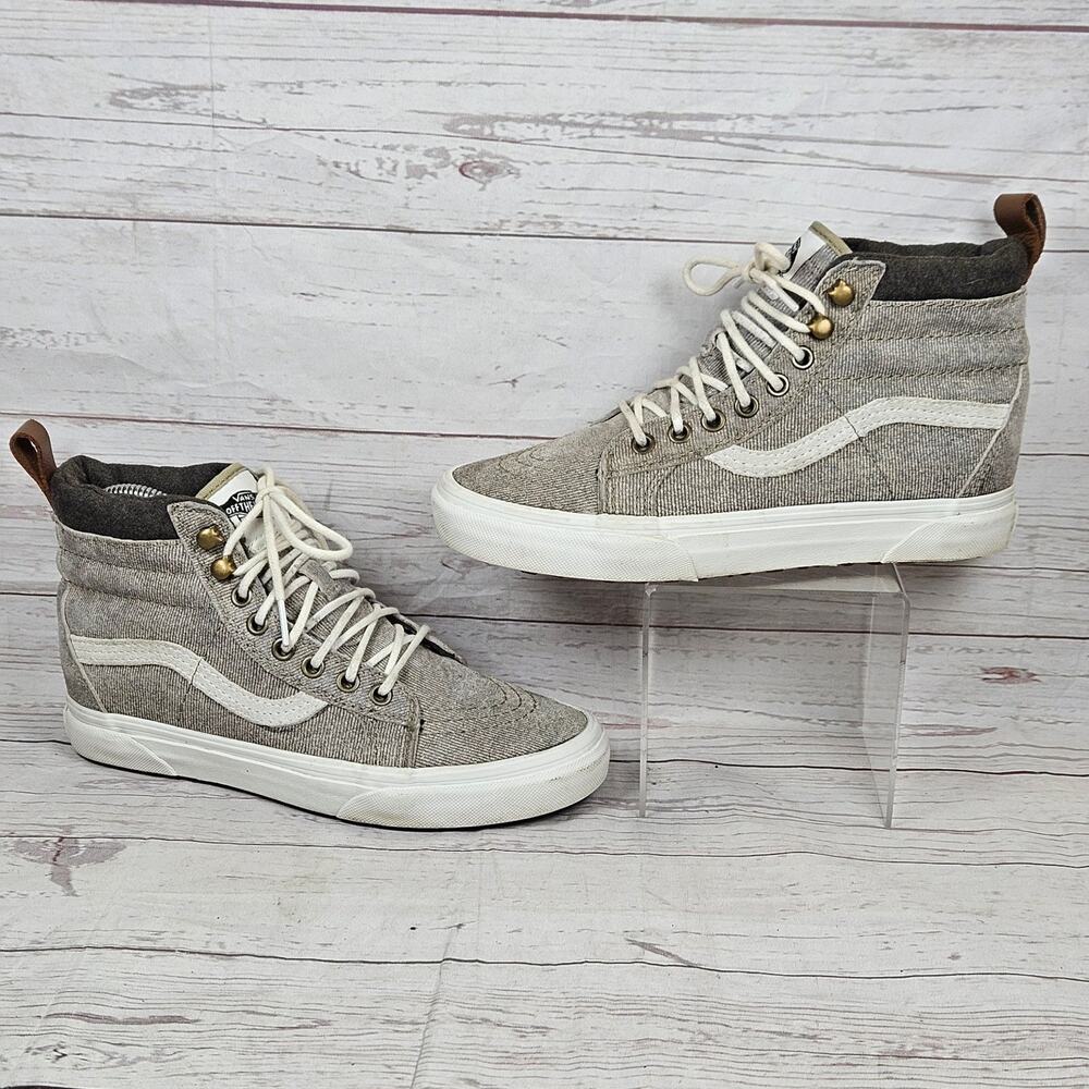 Vans Sk8-Hi MTE Women's Gray Beige Canvas High Top Sneakers US 6.5 Casual Shoes